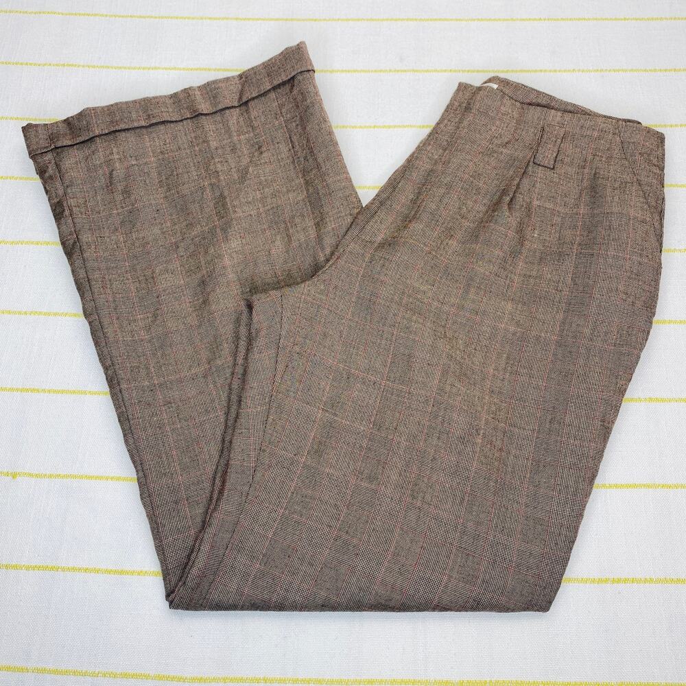 Vintage 90s Chadwicks Plaid High Rise Wide Leg Pants Women Size 14 Career Casual